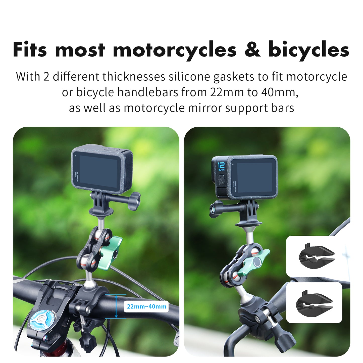 SEASKY H1 Bicycle Bike MTB Motorcycle handlebar Mount for Gopro Hero 13/12/11/10/9/8 for insta360 X4 X3 X2 X RS for DJI Action 5/4/3/2 Sports Action Camera Accessories Aluminum metal