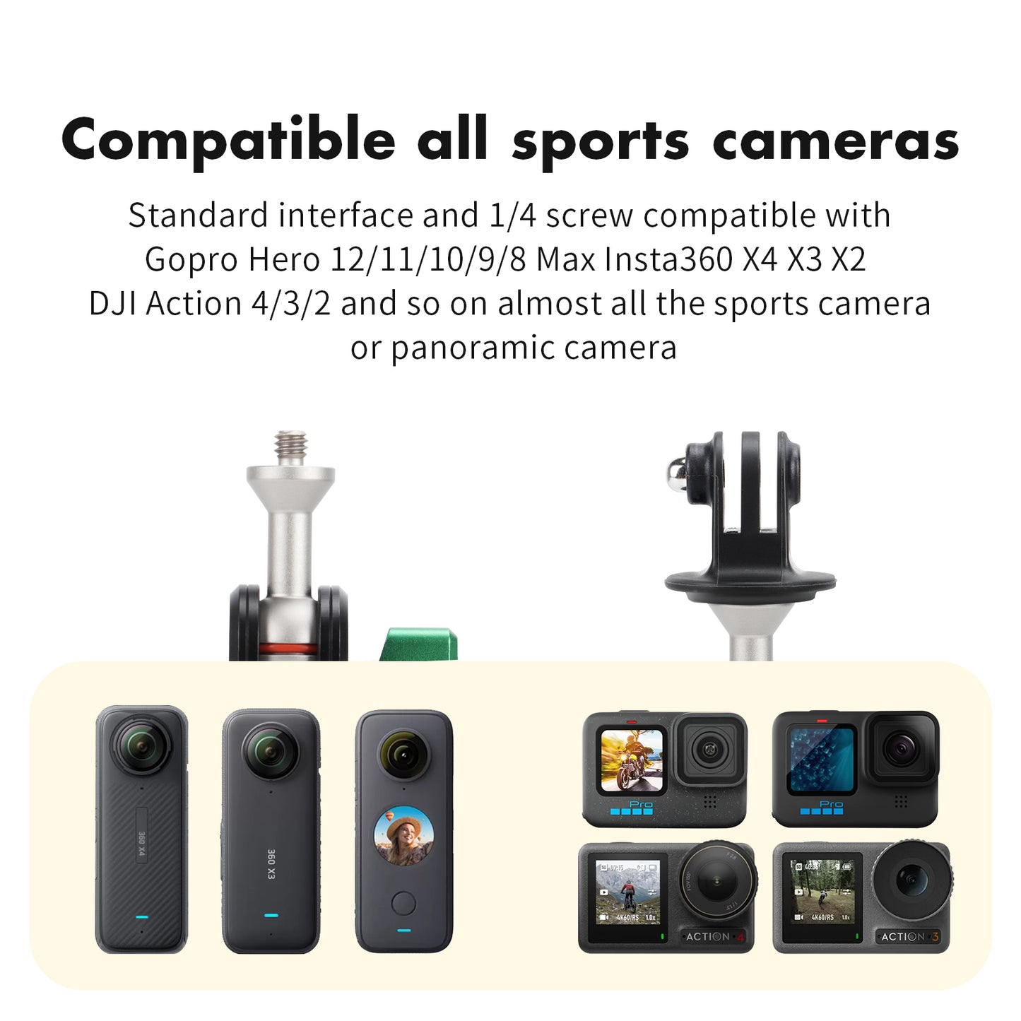 SEASKY H1 Bicycle Bike MTB Motorcycle handlebar Mount for Gopro Hero 13/12/11/10/9/8 for insta360 X4 X3 X2 X RS for DJI Action 5/4/3/2 Sports Action Camera Accessories Aluminum metal