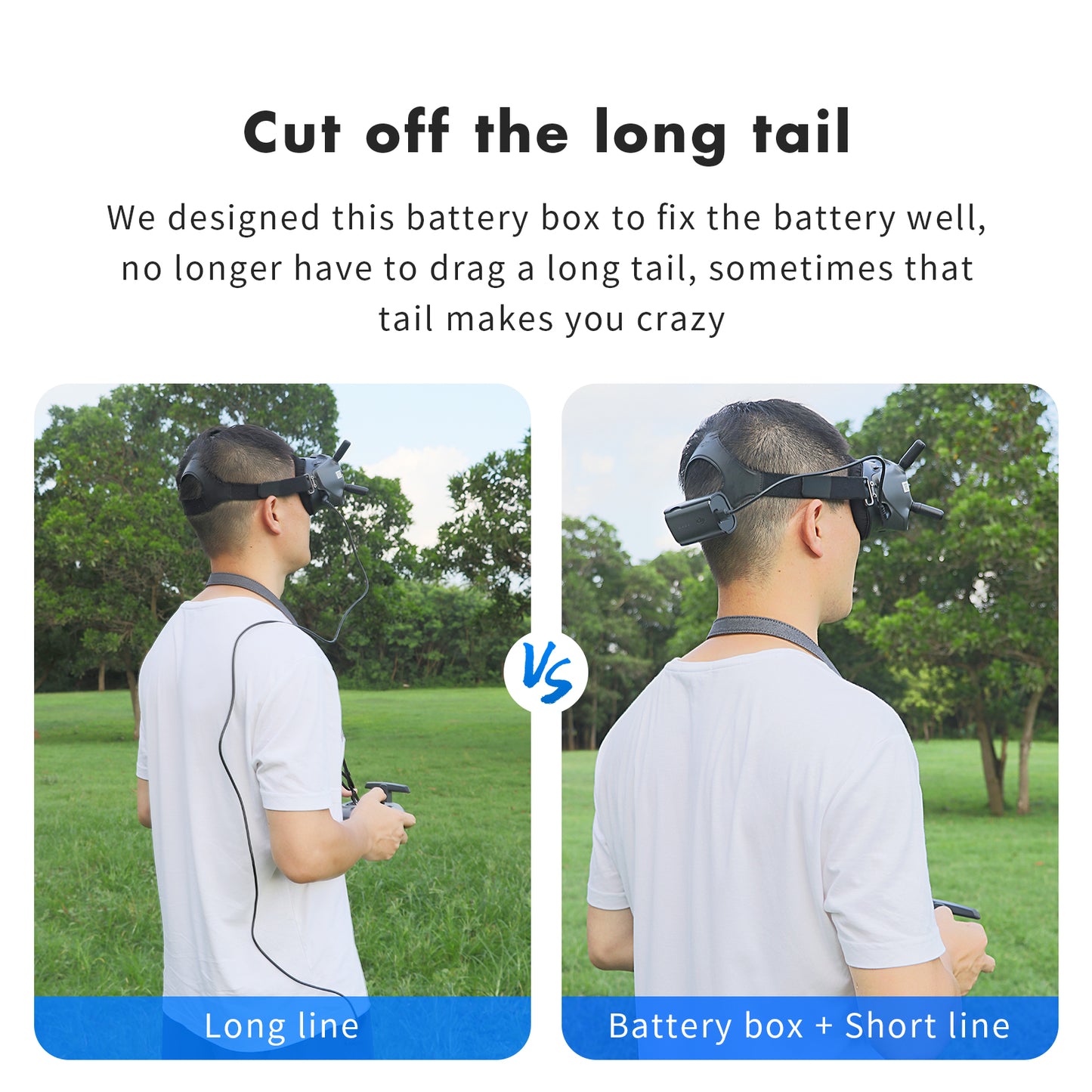 Akku-Befestigungskoffer und kurzes Stromkabelzubehör für DJI FPV-Brillen V2 und V1
